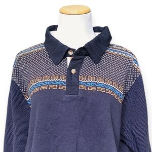 FELLOWS UNITED "League Of Legends" Navy Blue Cotton Knit Rugby Sweater